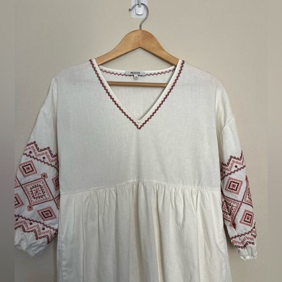 Madewell Embroidered-Sleeve Popover Midi Dress - Picture 4 of 15